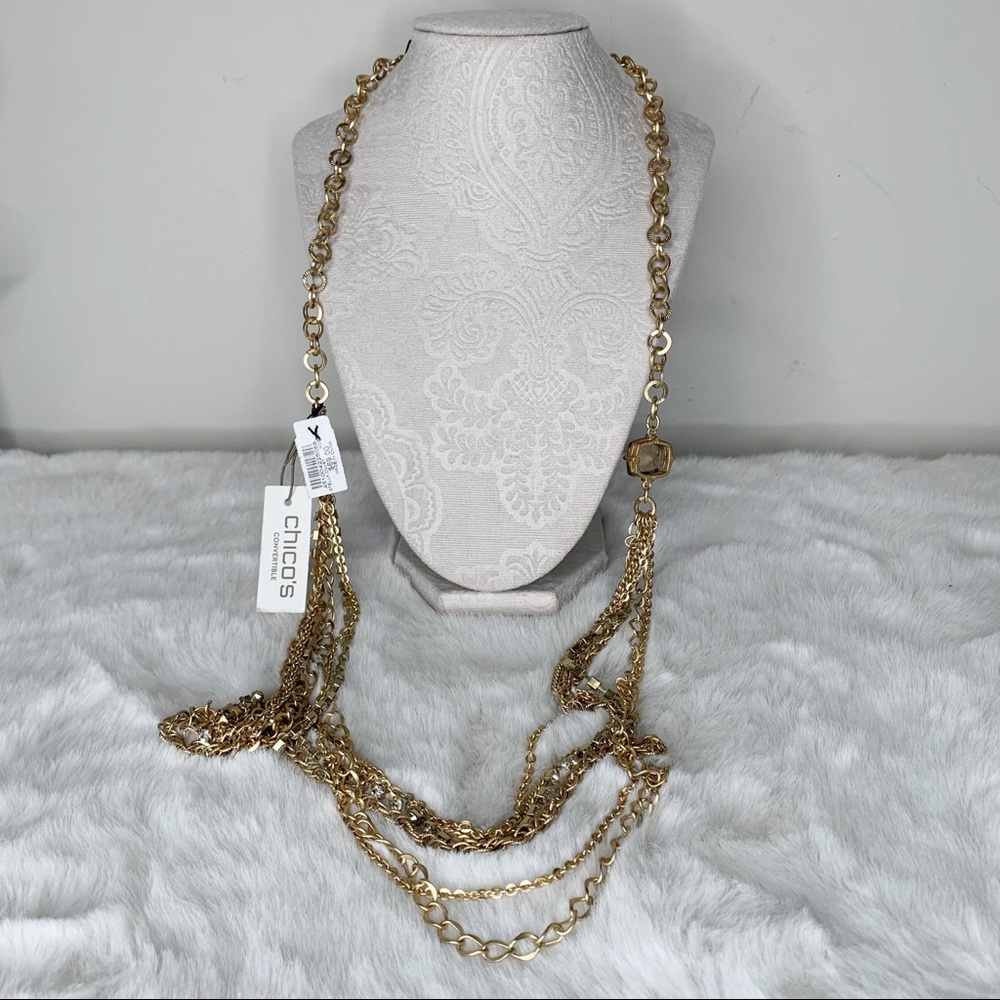 New Chico’s Stella Convertible Gold Necklace